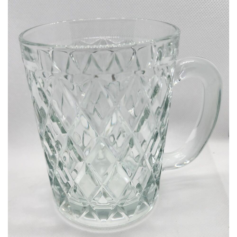 Mug/Cup-Paul Sebastian-Glass-Cut Diamond Shapes-Holds 8 oz (1 Cup)